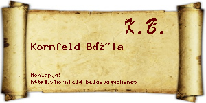 Kornfeld Béla névjegykártya