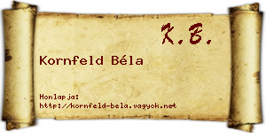 Kornfeld Béla névjegykártya